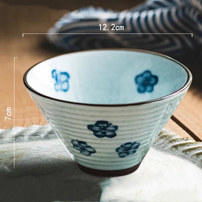 8-inch Ceramic Noodle Bowl Japanese Ceramic Soup Bowl Healthy Underglaze Painted Ramen Bowl Kitchen Tableware Salad Container
