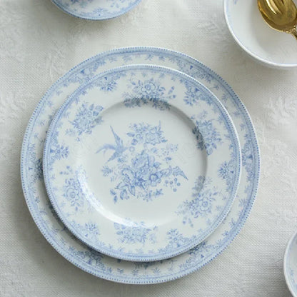 Painted Peony Underglaze Ceramic Dinner Plate English Pastoral Ceramic Steak Pasta Plate Western Tableware Afternoon Tea Dishes