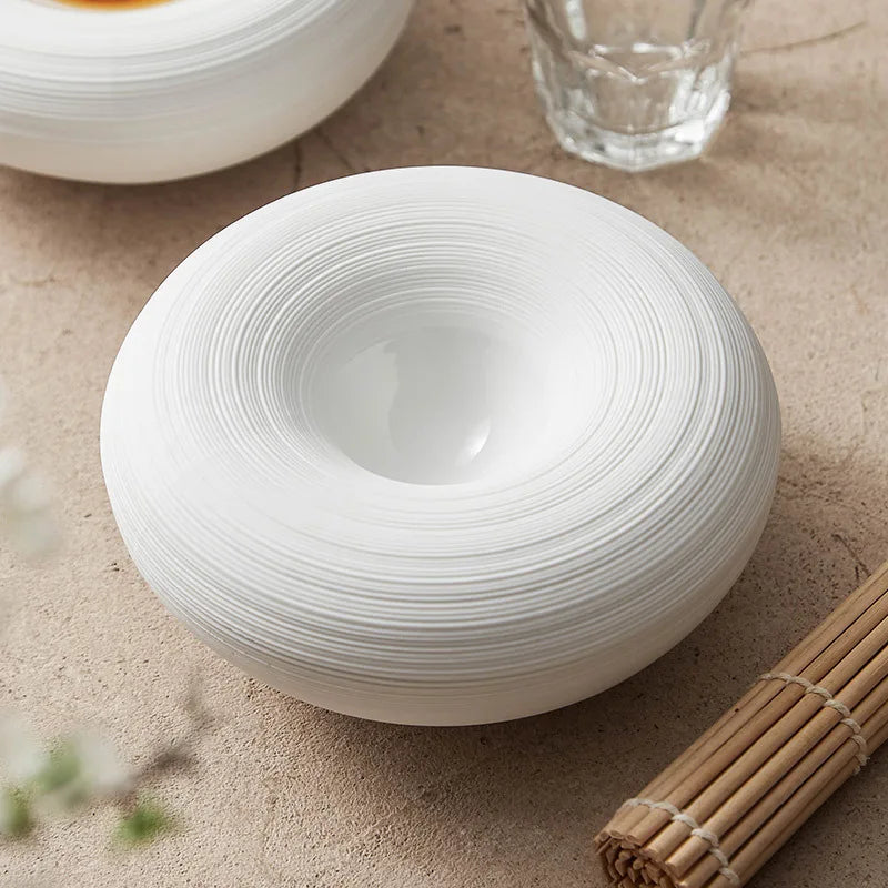 Ceramic Lined Plates for Home Use, Creative Double-layer Insulated Plates, White Thick Soup Plates, Commercial Circular Plates