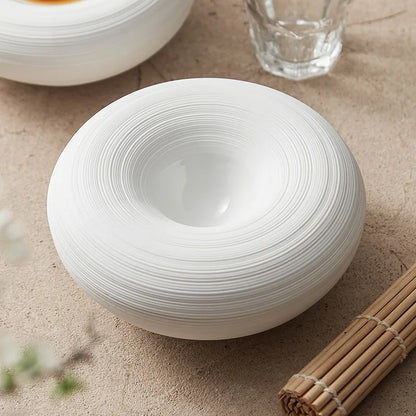 Ceramic Lined Plates for Home Use, Creative Double-layer Insulated Plates, White Thick Soup Plates, Commercial Circular Plates