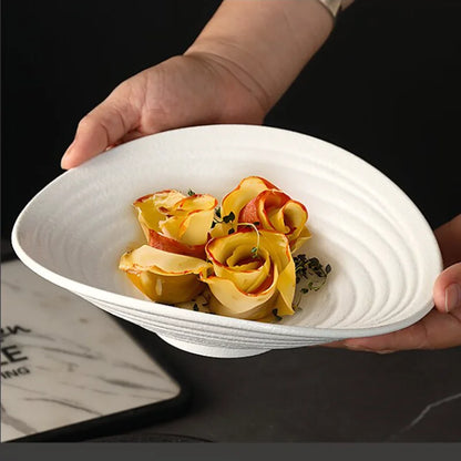 Rock Patterned Frosted Ceramic Tableware, Soup Bowls, Dessert Plates, Household Rice Bowls, Solid Color Threaded Salad Bowls