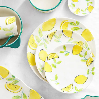 Japanese Style Ceramic Dining Set  Lemon Series Rice Bowl Soup Bowl Western Dinner Plate Home Use Daily Dining Utensils