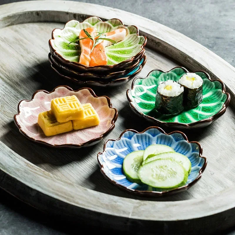 Japanese Ceramic Plate Home Desktop Snack Plates Retro Kiln Glaze Barbecue Mini Dipping Dish Sashimi Sushi Soy Sauce Dishes New