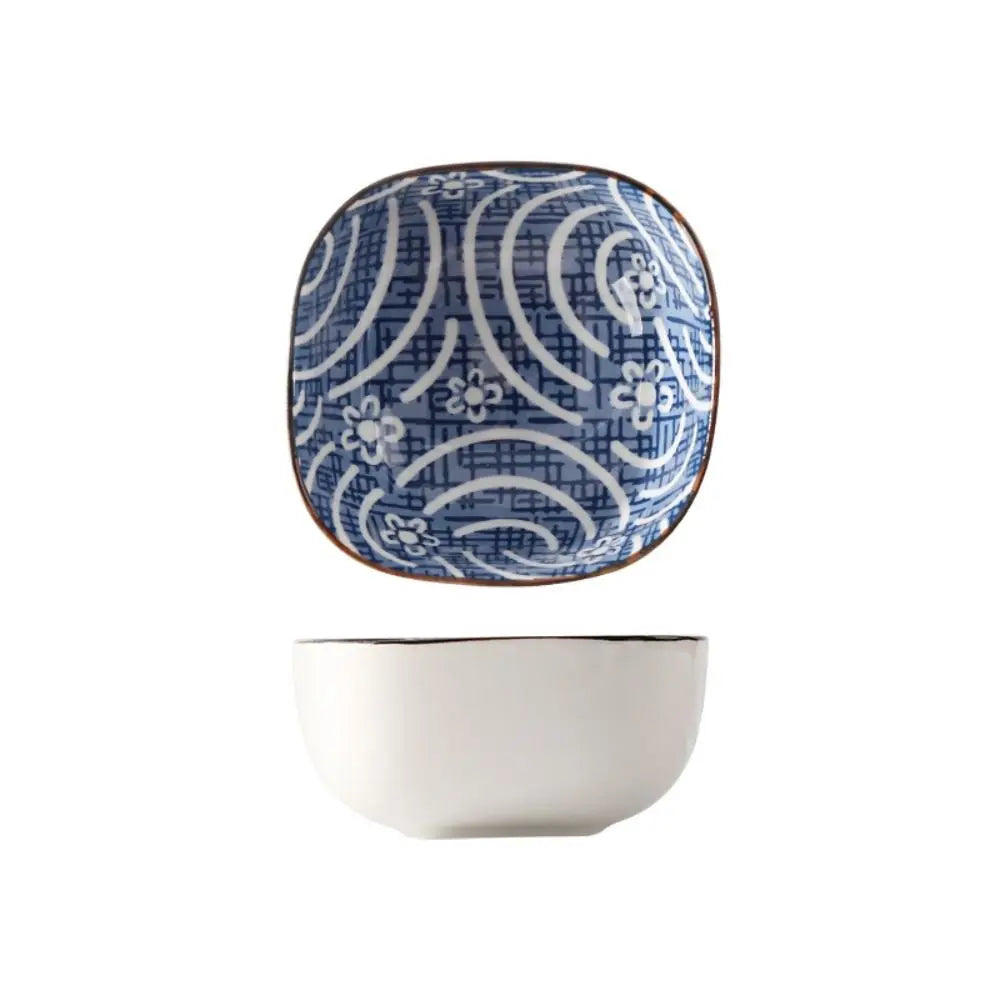 2/6Pcs Vintage Blue Dipping Bowls Ceramic Japanese Style Mini Appetizer Plates Thicken Dishwasher Safe Small Side Dishes