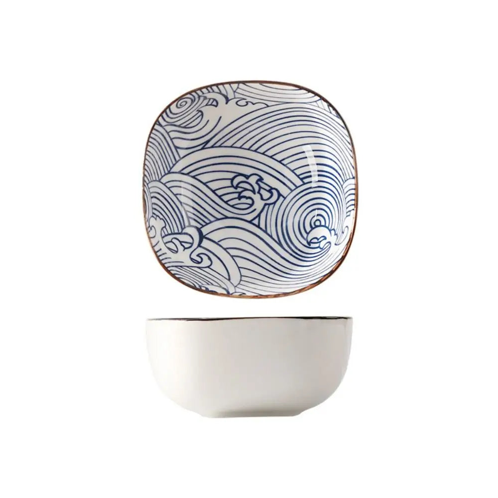 2/6Pcs Vintage Blue Dipping Bowls Ceramic Japanese Style Mini Appetizer Plates Thicken Dishwasher Safe Small Side Dishes