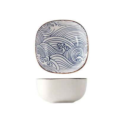 2/6Pcs Vintage Blue Dipping Bowls Ceramic Japanese Style Mini Appetizer Plates Thicken Dishwasher Safe Small Side Dishes