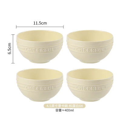1/2/4 PCS Ceramic Rice Bowl Household Creative Dessert Pudding Baking Bowl Noodle Soup Bowl Kitchen 4.5inch Tableware