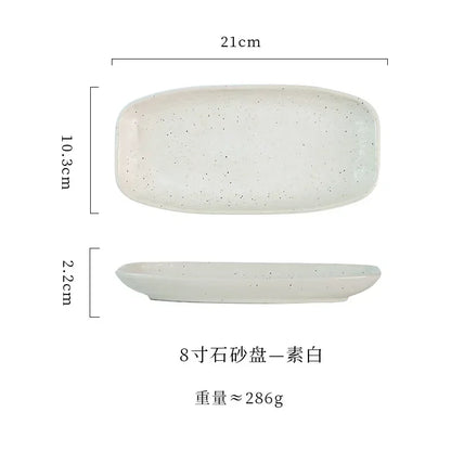 Ceramic sushi plate, barbecue  fish plate, Japanese-style rectangular large flat , commercial hotel tableware
