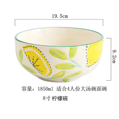 Japanese Style Ceramic Dining Set  Lemon Series Rice Bowl Soup Bowl Western Dinner Plate Home Use Daily Dining Utensils