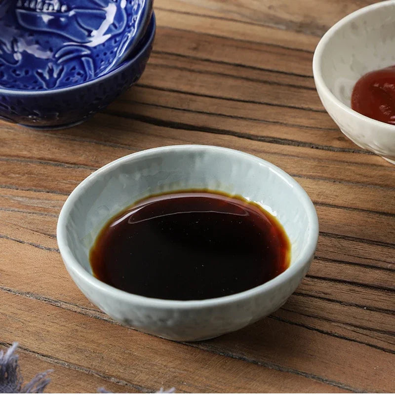 Ceramic Plate Retro Kiln Glaze Dinosaur Plate Barbecue Mini Dipping Dish Sashimi Sushi Soy Sauce Dishes Home Desktop Snack Plate
