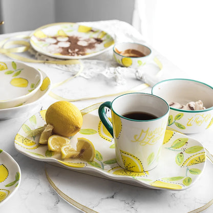 Japanese Style Ceramic Dining Set  Lemon Series Rice Bowl Soup Bowl Western Dinner Plate Home Use Daily Dining Utensils