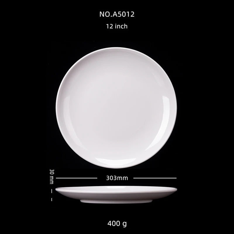 Hotel Round Melamine Plates 8-14 inch Dinner Sets Imitation Porcelain White Dishes Serving Tray Beautiful Tableware Western Food