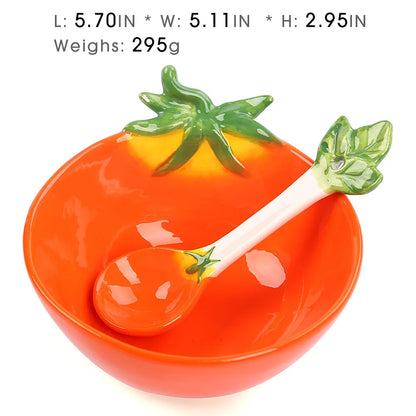 Ceramic Strawberry Bowl with Spoon Creative Fruit Shape Dessert Pudding Salad Bowl Ice Cream Cup Ceramic Spice Dishes Tableware