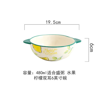 Japanese Style Ceramic Dining Set  Lemon Series Rice Bowl Soup Bowl Western Dinner Plate Home Use Daily Dining Utensils