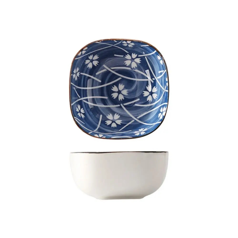 2/6Pcs Vintage Blue Dipping Bowls Ceramic Japanese Style Mini Appetizer Plates Thicken Dishwasher Safe Small Side Dishes