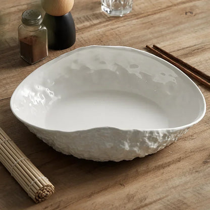 Rock Patterned Shell High-end Plates Household Ceramics 2024 New Light Luxury Large Steamed Fish Soup Plates Hotel Tableware