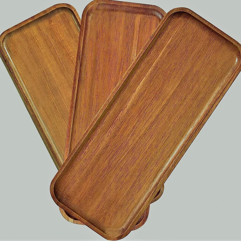 Solid Wood Serving Tray Oval Tea Tray Decorative Wood Plate Fruit Tray Vegetable Platter Home Bread Dessert Cake Plate Tableware