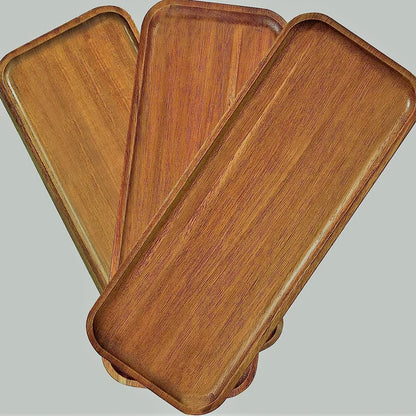 Solid Wood Serving Tray Oval Tea Tray Decorative Wood Plate Fruit Tray Vegetable Platter Home Bread Dessert Cake Plate Tableware