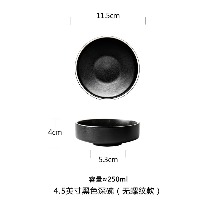 4.5/6/8 Inch Creative Ceramic Threaded Round Bowl Household Japanese Soup Bowls Nordic Handpainted Salad Plate Kitchen Tableware