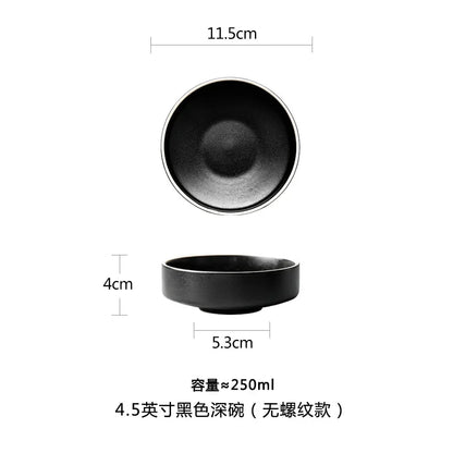 4.5/6/8 Inch Creative Ceramic Threaded Round Bowl Household Japanese Soup Bowls Nordic Handpainted Salad Plate Kitchen Tableware