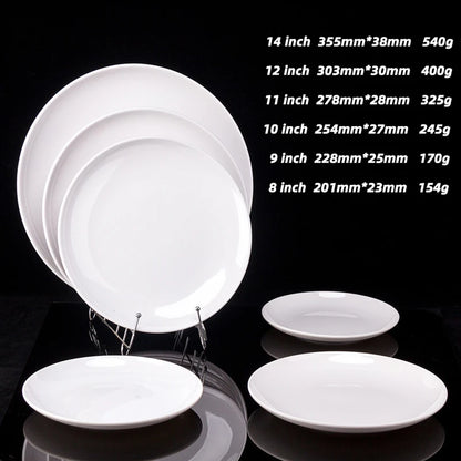 Hotel Round Melamine Plates 8-14 inch Dinner Sets Imitation Porcelain White Dishes Serving Tray Beautiful Tableware Western Food