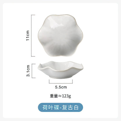 Ceramic Taste Dish Flower Shape Porcelain Nut Saucer Small Plate Mini Soy Sauce Seasoning Tableware Household Kitchen Supplies