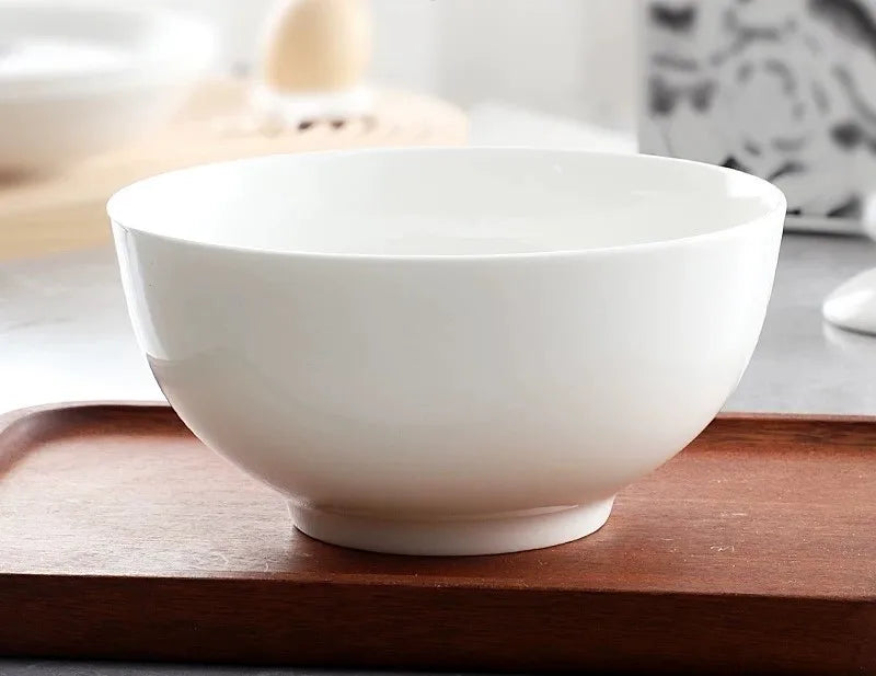 6 inch, plain white bone china bowl, chinese ceramic soup fruit bowl, for dinner and party serving, thermos food container
