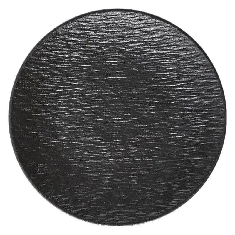Black dish ceramic plate disc white Western restaurant tableware Barbecue grilled meat serving plate Ceramic frosted steak plate