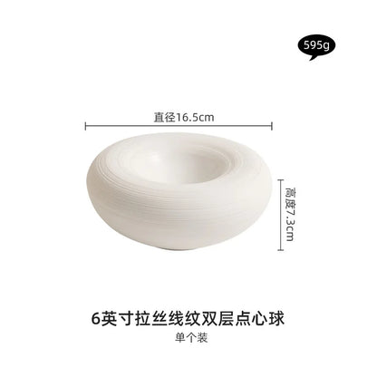 Ceramic Lined Plates for Home Use, Creative Double-layer Insulated Plates, White Thick Soup Plates, Commercial Circular Plates