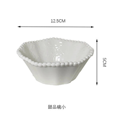 Ceramic Pearl Plates & Bowls Set - Practical Breakfast Tableware, Perfect for Modern Home Dining & Daily Use