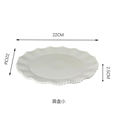 Ceramic Pearl Plates & Bowls Set - Practical Breakfast Tableware, Perfect for Modern Home Dining & Daily Use