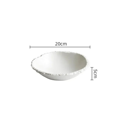Simple White Ceramic Soup Bowl Kitchen Restaurant Special Tableware Creative Rock Texture Salad Noodles Bowls Dinner Plate Tools