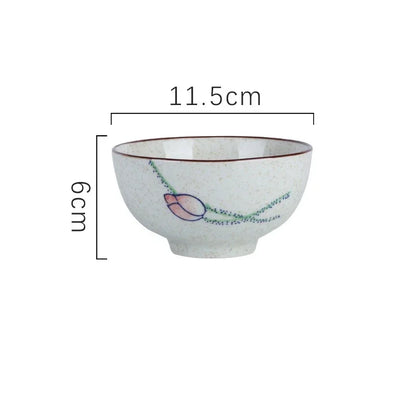 4.5-inch Ceramic Household Rice Bowl Japanese Retro Restaurant Home Tableware Eating Dishes Soup Bowl