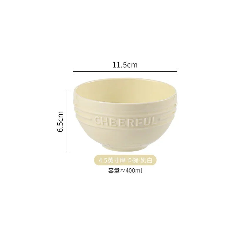1/2/4 PCS Ceramic Rice Bowl Household Creative Dessert Pudding Baking Bowl Noodle Soup Bowl Kitchen 4.5inch Tableware