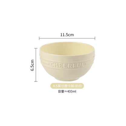 1/2/4 PCS Ceramic Rice Bowl Household Creative Dessert Pudding Baking Bowl Noodle Soup Bowl Kitchen 4.5inch Tableware